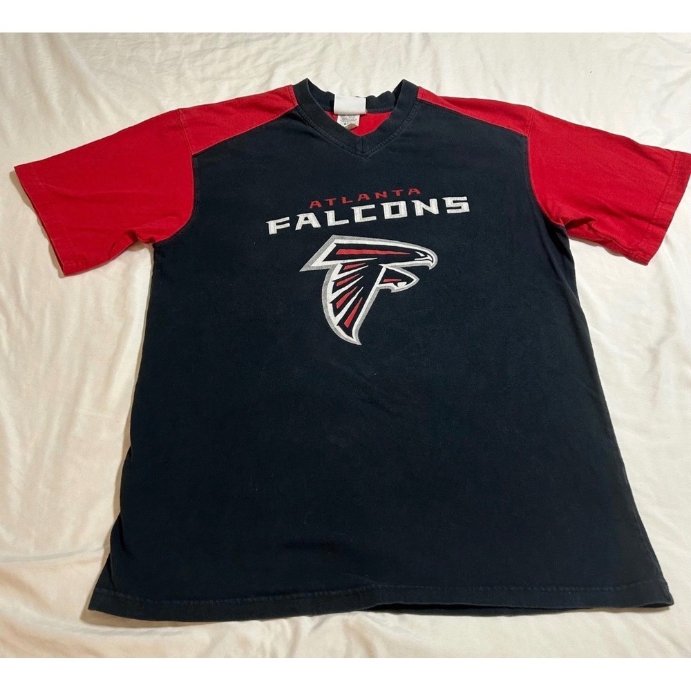 NFL Atlanta Falcons T-Shirt Mens Large Black Red VF Imagewear V-Neck Cotton
